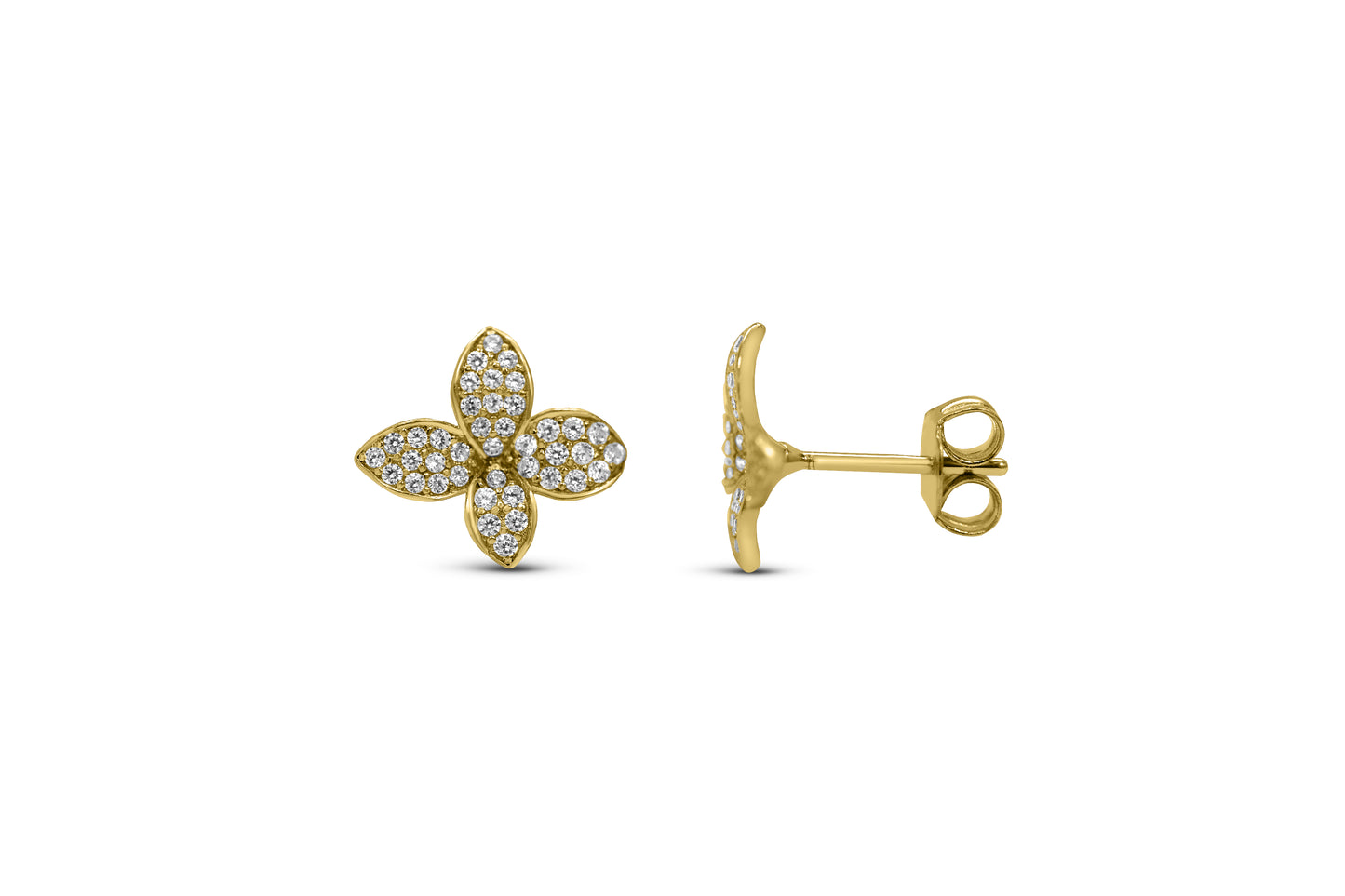 Pave CZ Petal Stud Earring