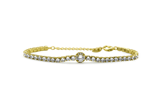 Classic Tennis with Round Halo Cz Bracelet