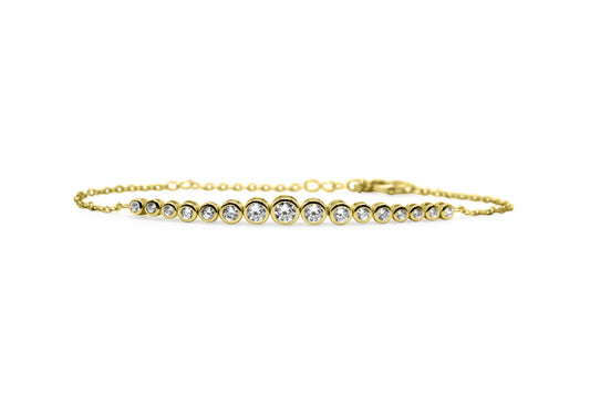 Graduated Bezel Solitaire Tennis Chain Bracelet