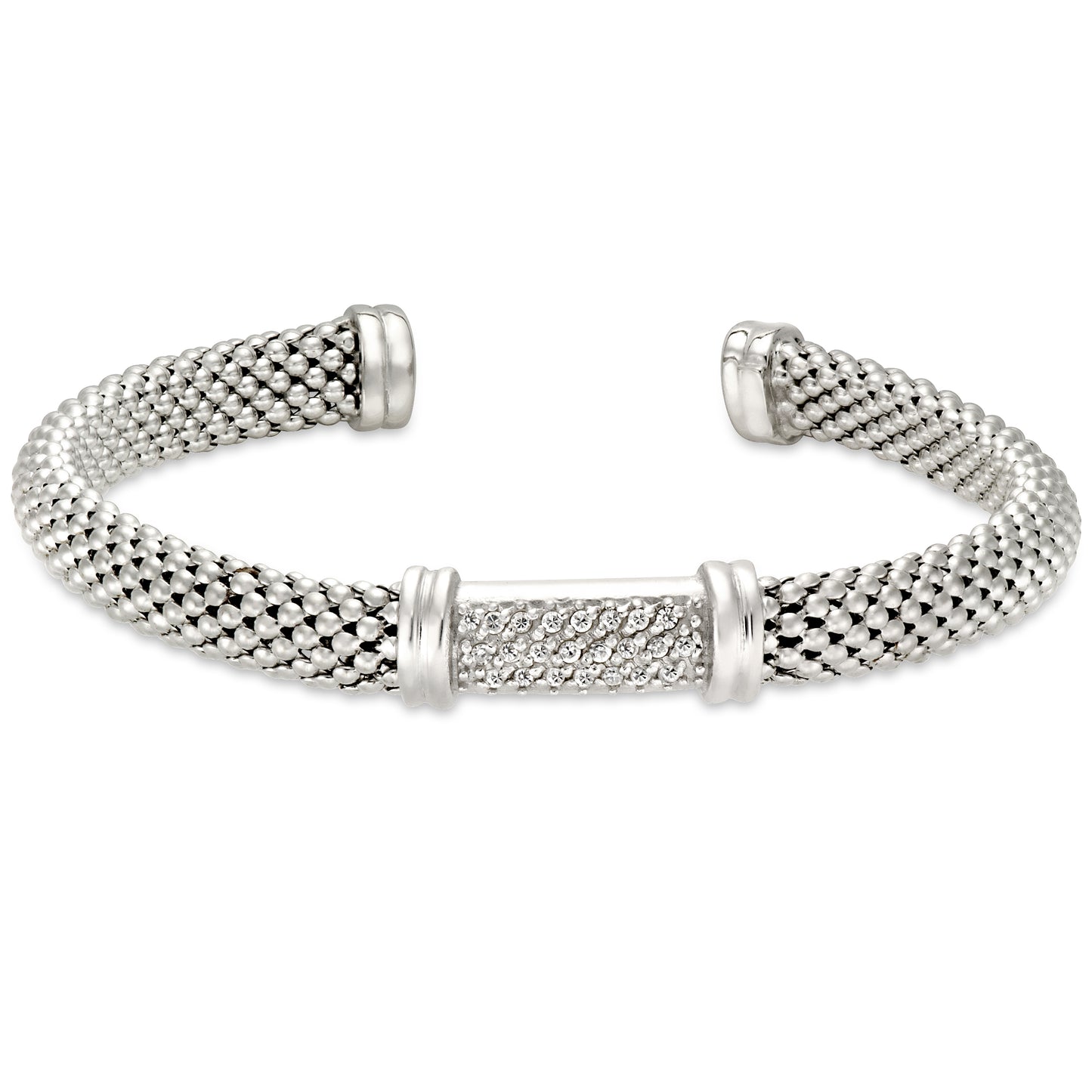 STERLING SILVER CUFF WITH CZ TOP BANGLE