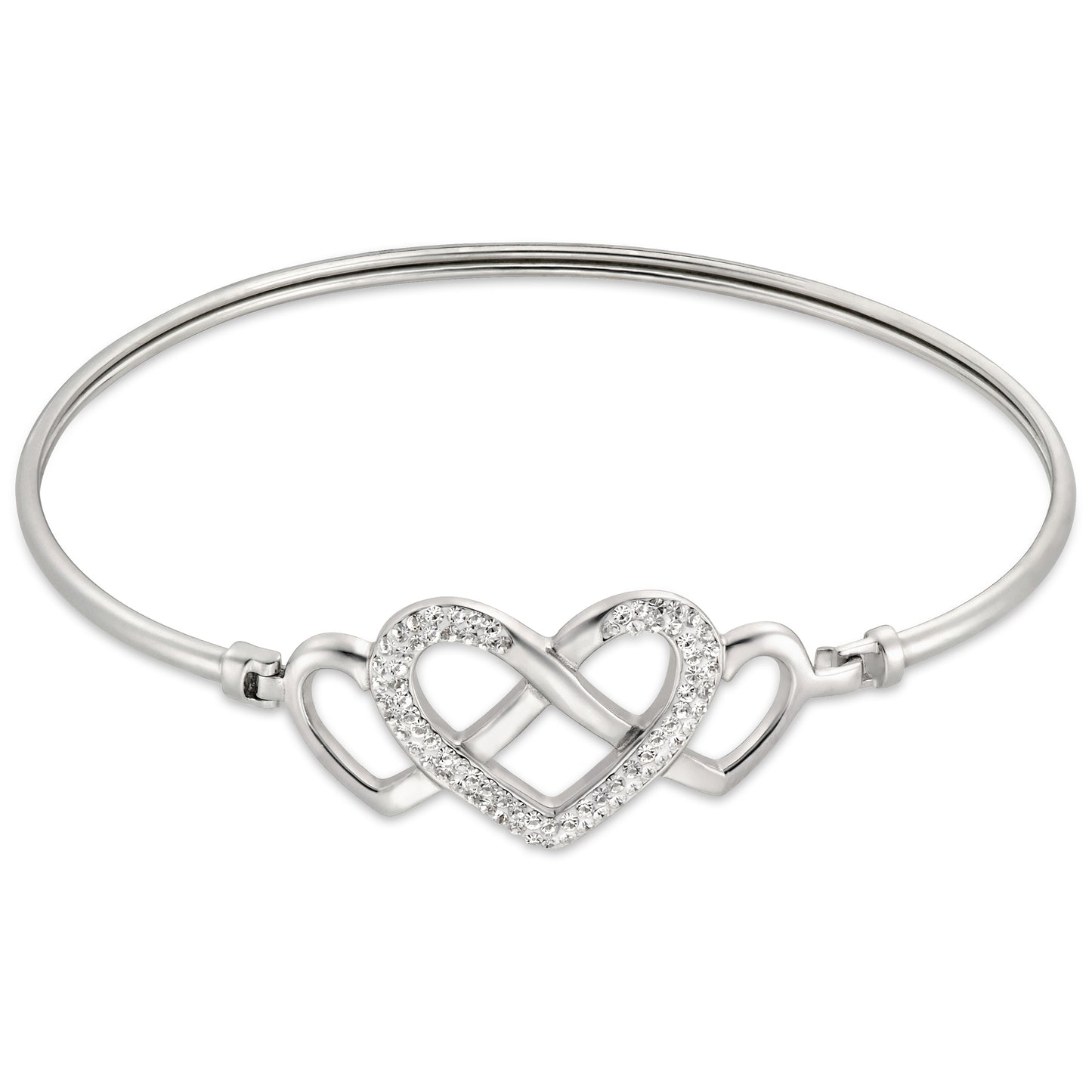 STERLING SILVER FLEX BANGLE WITH WOVEN HEART TOP