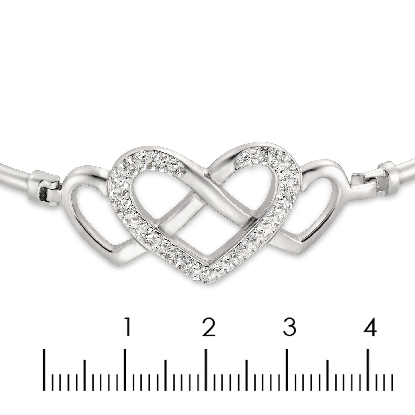 STERLING SILVER FLEX BANGLE WITH WOVEN HEART TOP