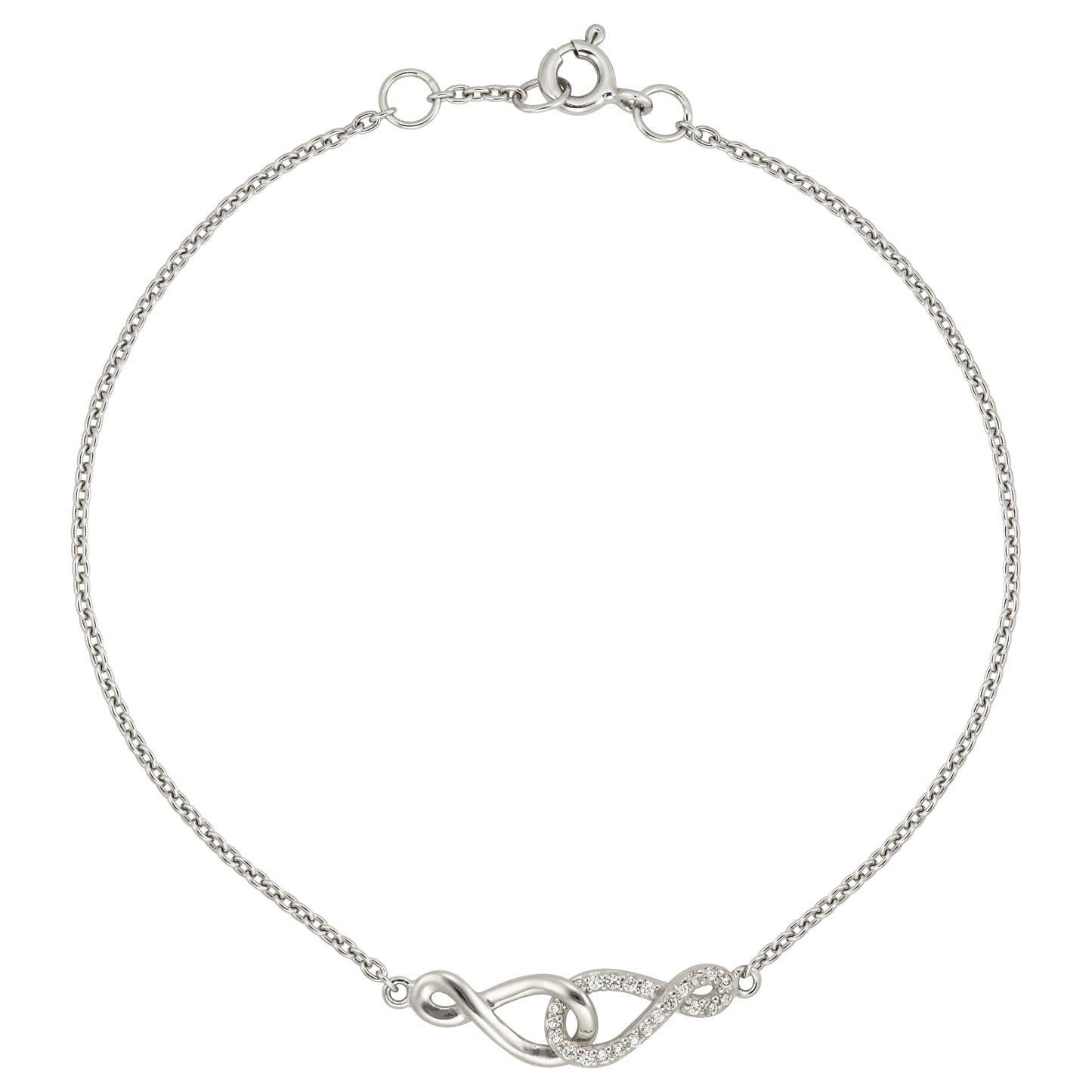 STERLING SILVER 7" BRAC. SW/S/ RHODIUM INTERTWINED INFINITY