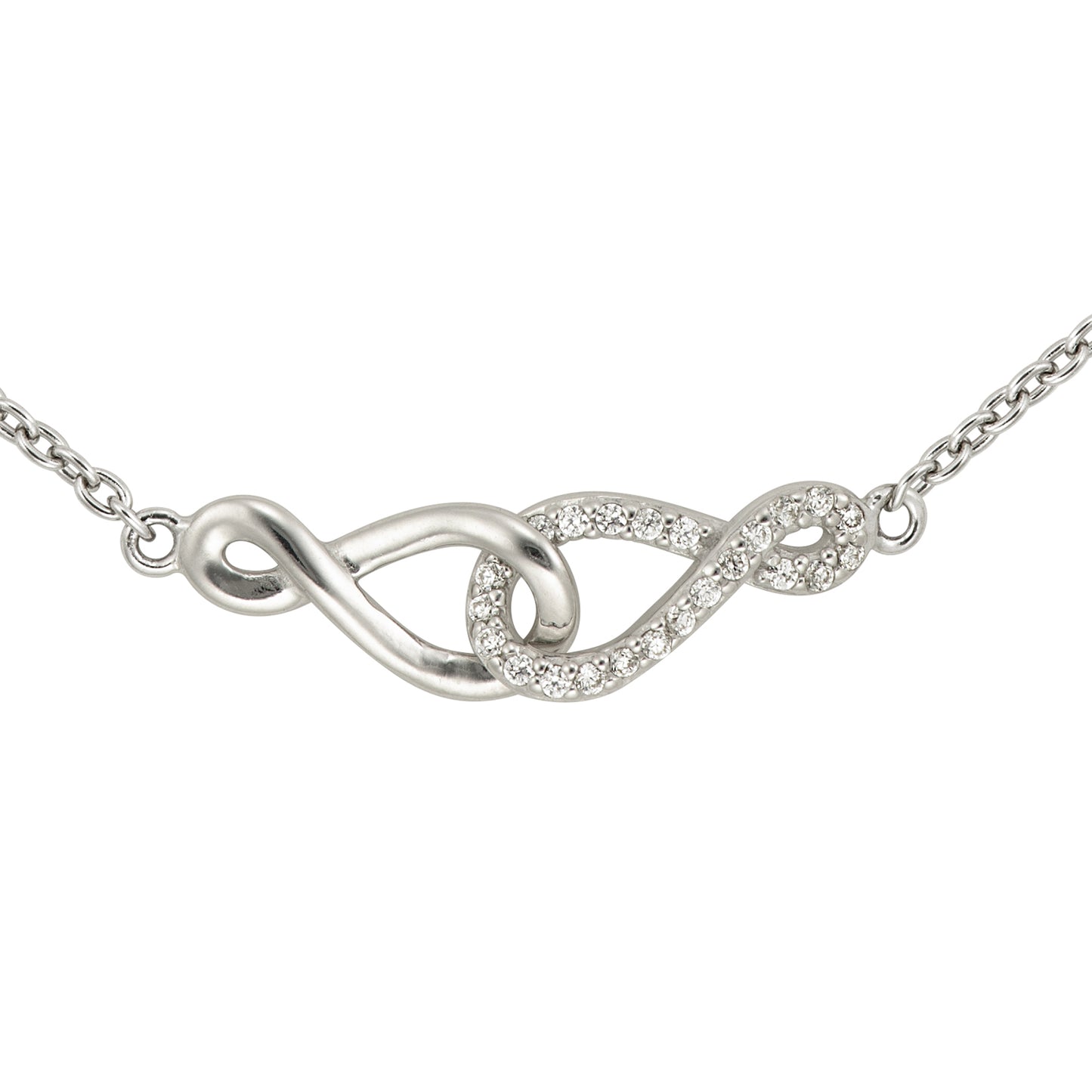 STERLING SILVER 7" BRAC. SW/S/ RHODIUM INTERTWINED INFINITY