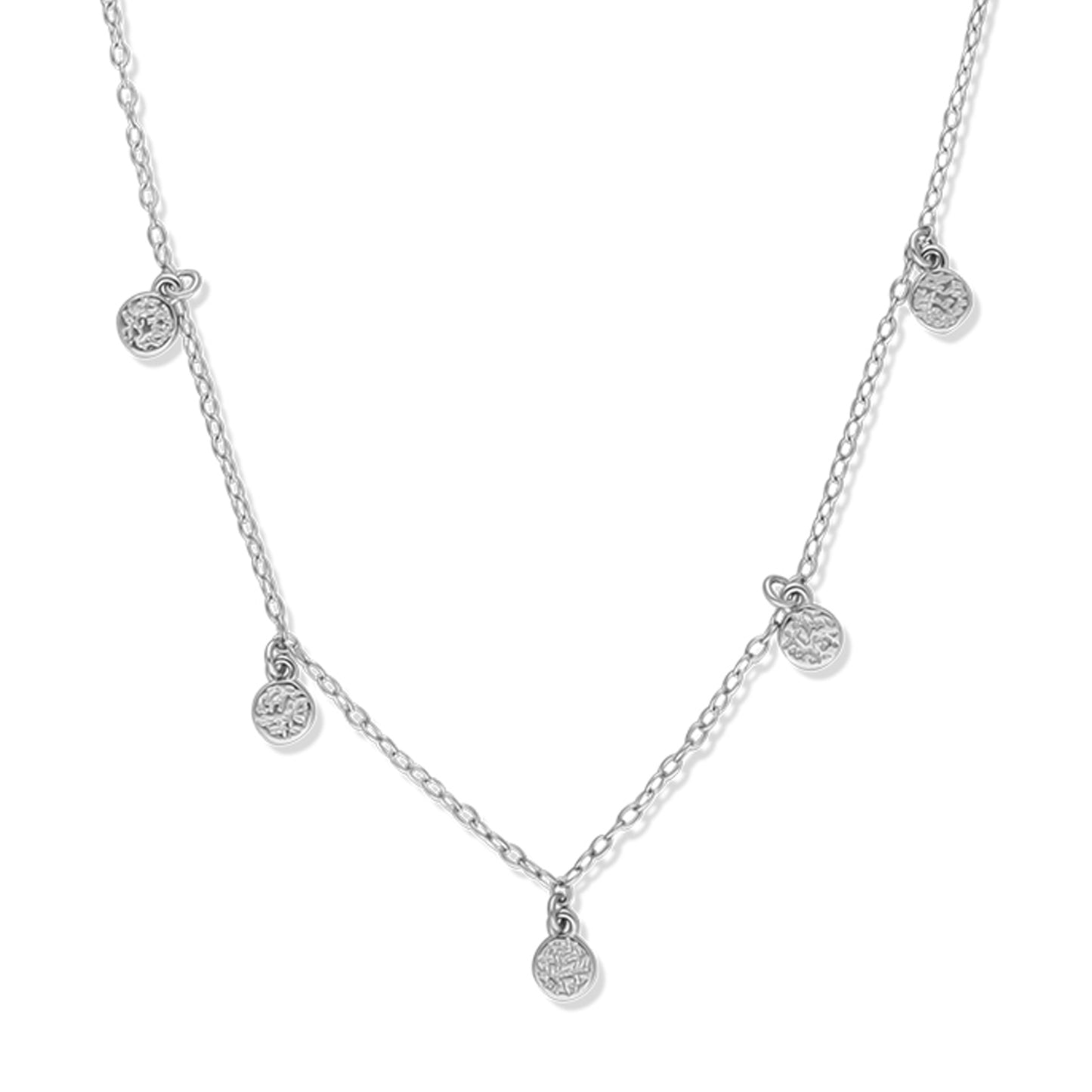 STERLING SILVER 16+1" NECKLACE WITH STATIONED DC DROPS