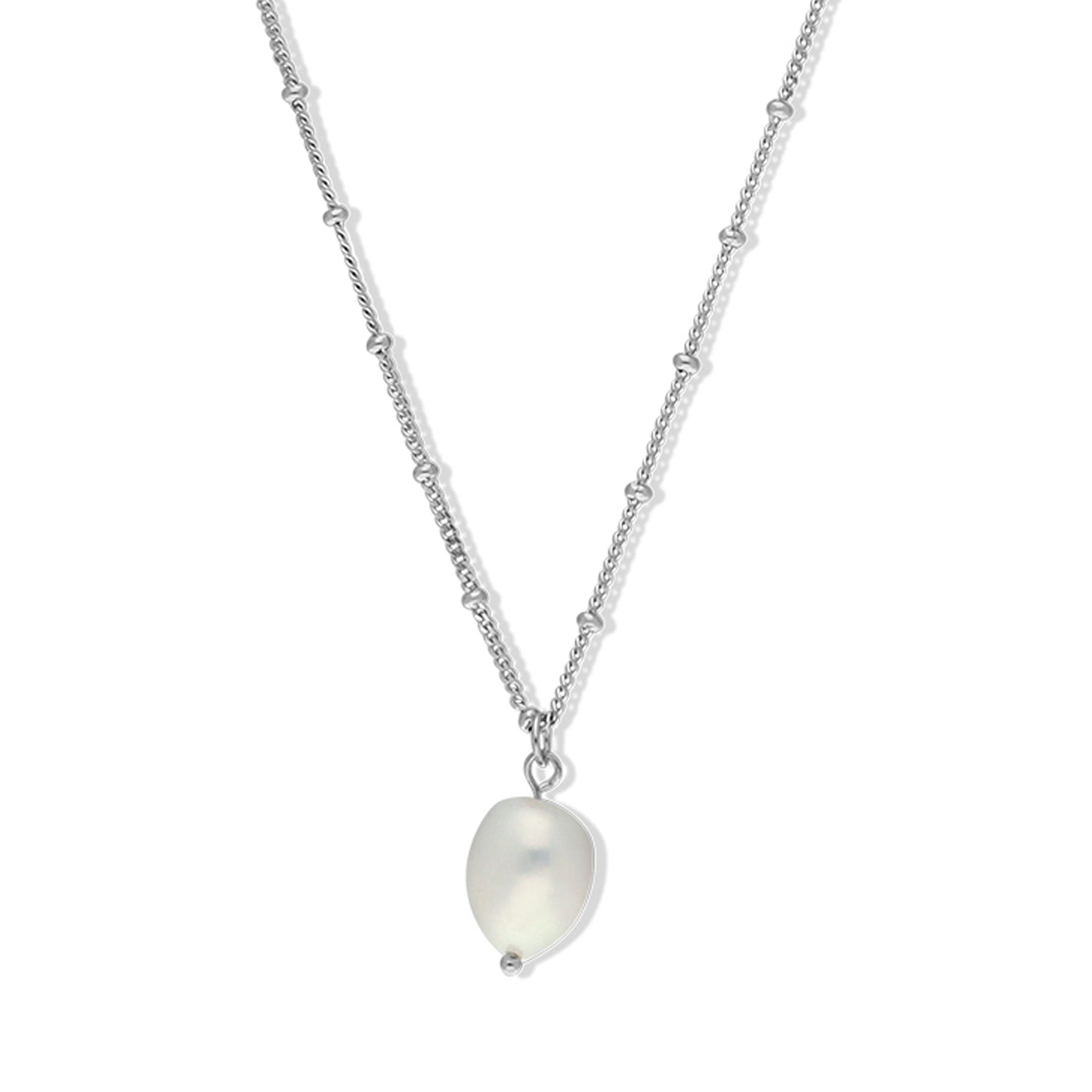 STERLING SILVER 16+1" FW PEARL PENDANT ON BEADED CHAIN