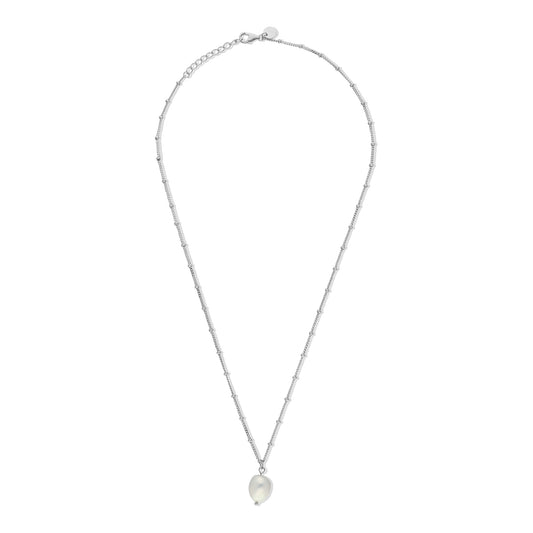 STERLING SILVER 16+1" FW PEARL PENDANT ON BEADED CHAIN