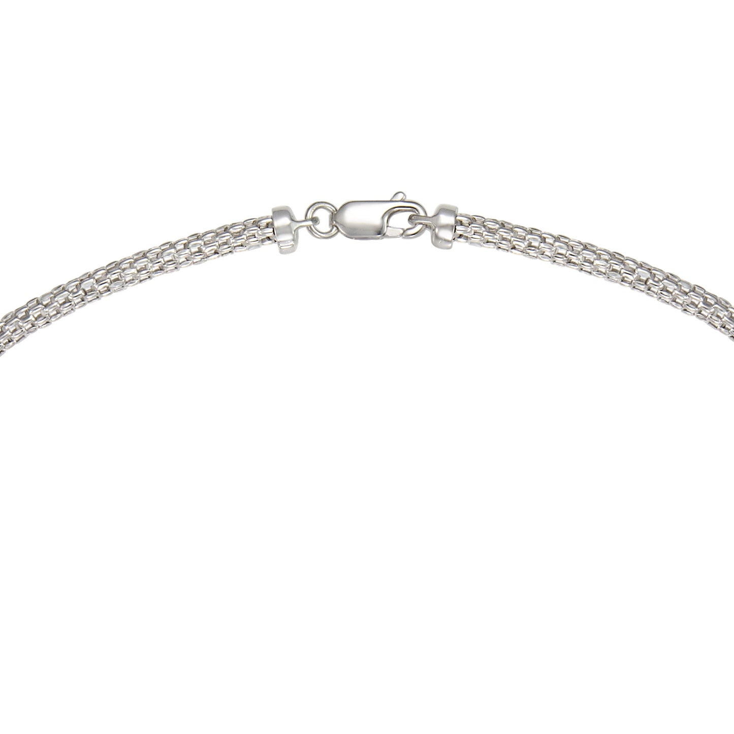 STERLING SILVER 17" MESH CHAIN WITH THREE RONDELS