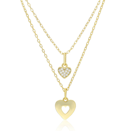 16"+2" STERLING SILVER / YELLOW  HEART SET NECKLACE