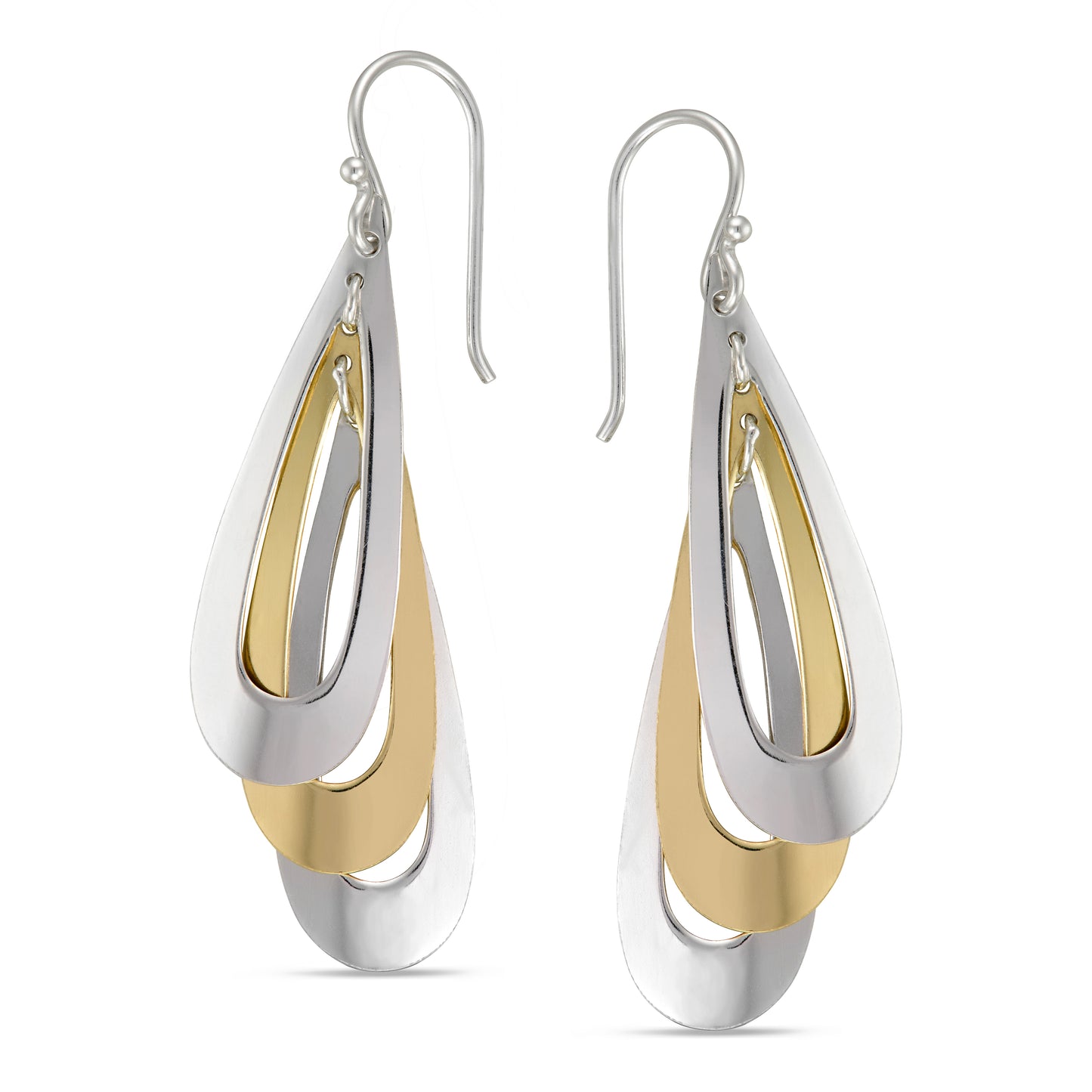 STERLING SILVER/GOLD PLATED TEARDROP EARRING ON FISHHOOK