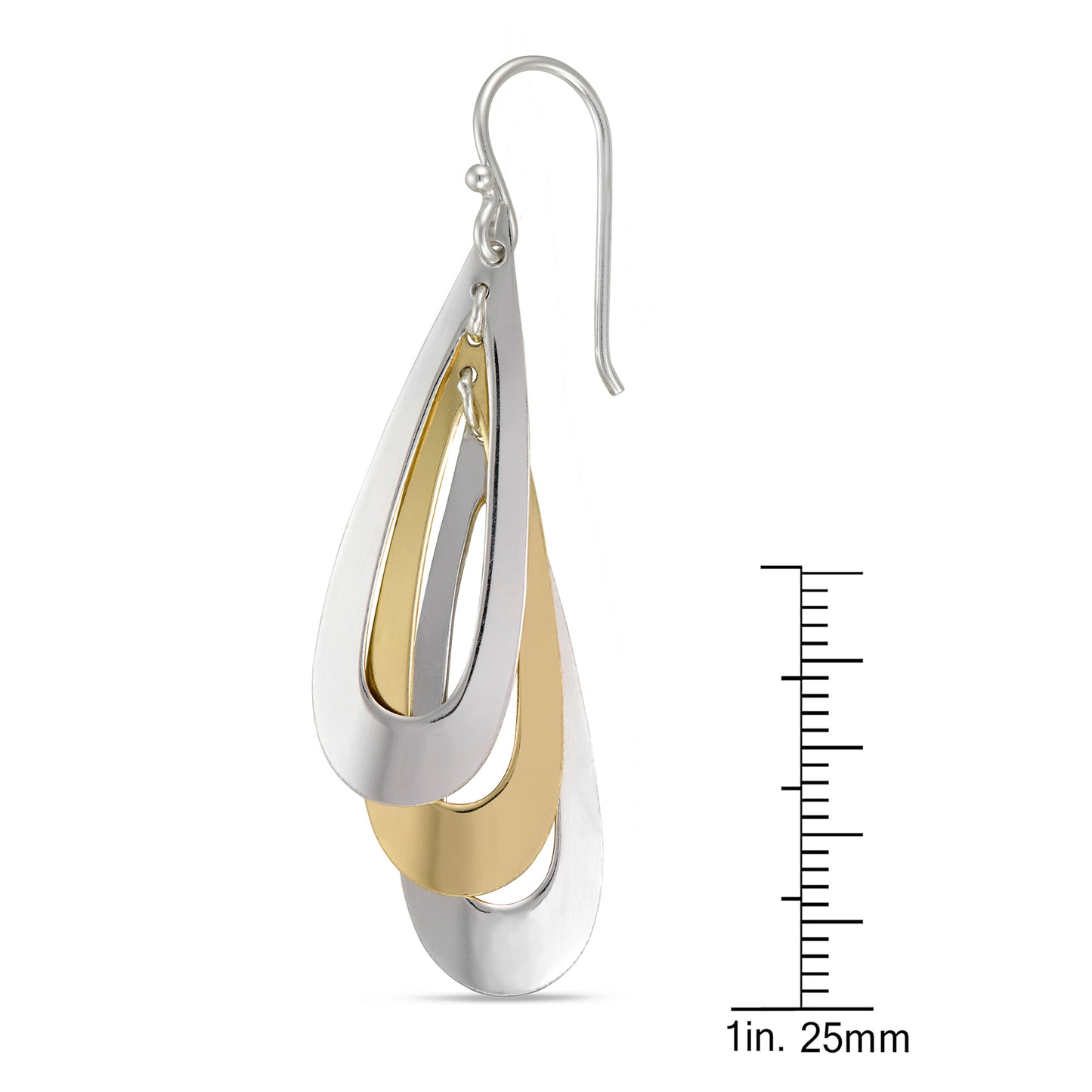 STERLING SILVER/GOLD PLATED TEARDROP EARRING ON FISHHOOK