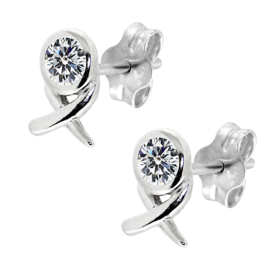 STERLING SILVER  "XO" CZ STUD