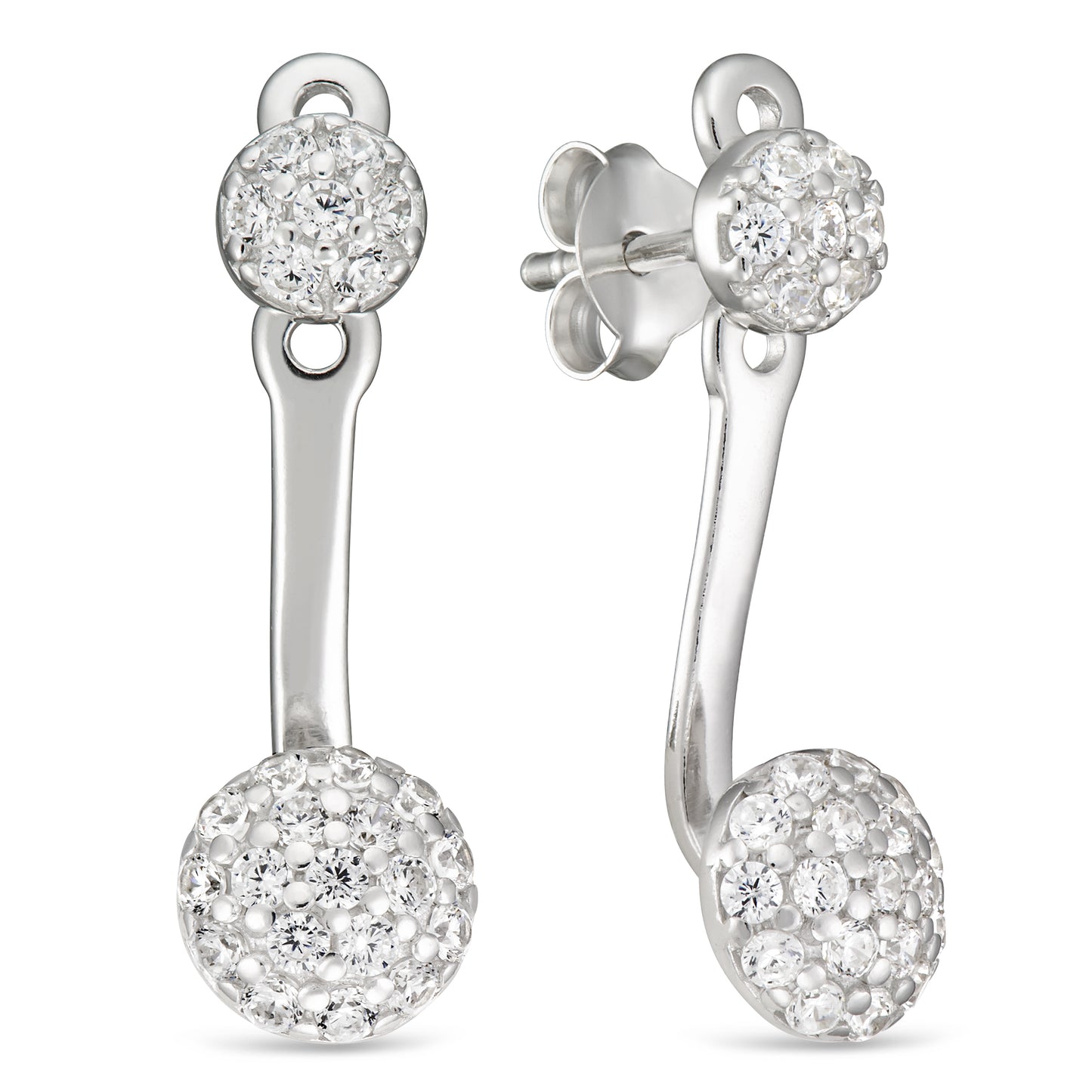 STERLING SILVER FRONT/BACK WHITE CZ EARRING