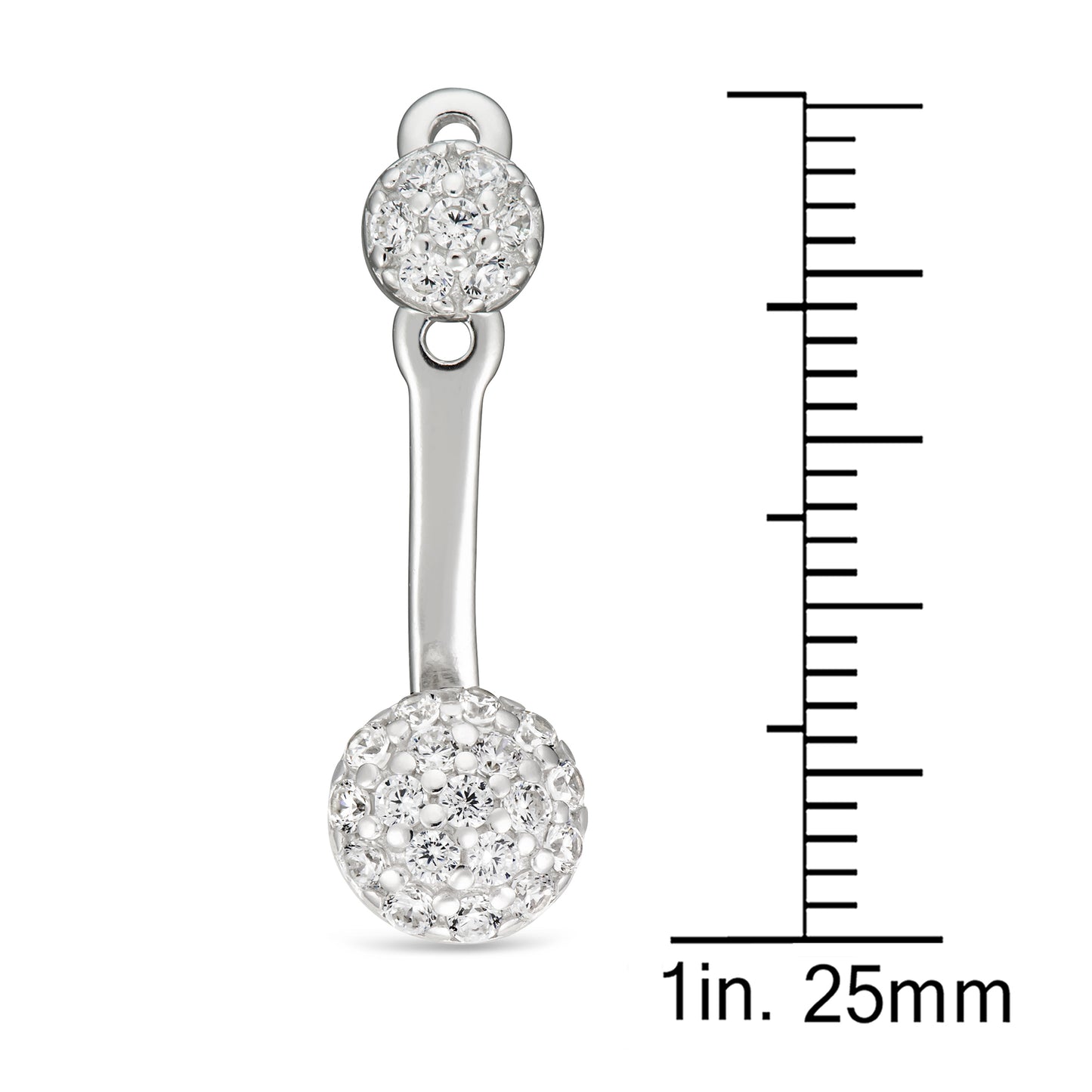 STERLING SILVER FRONT/BACK WHITE CZ EARRING