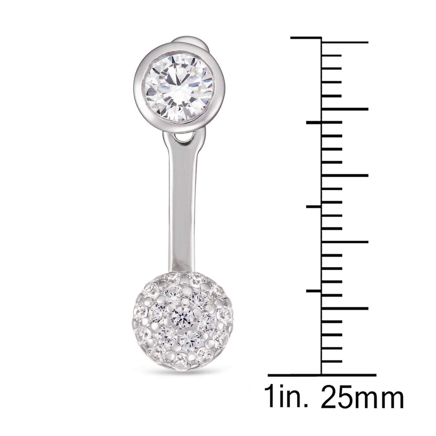 STERLING SILVER FRONT/BACK ROUND WHITE CZ EARRING