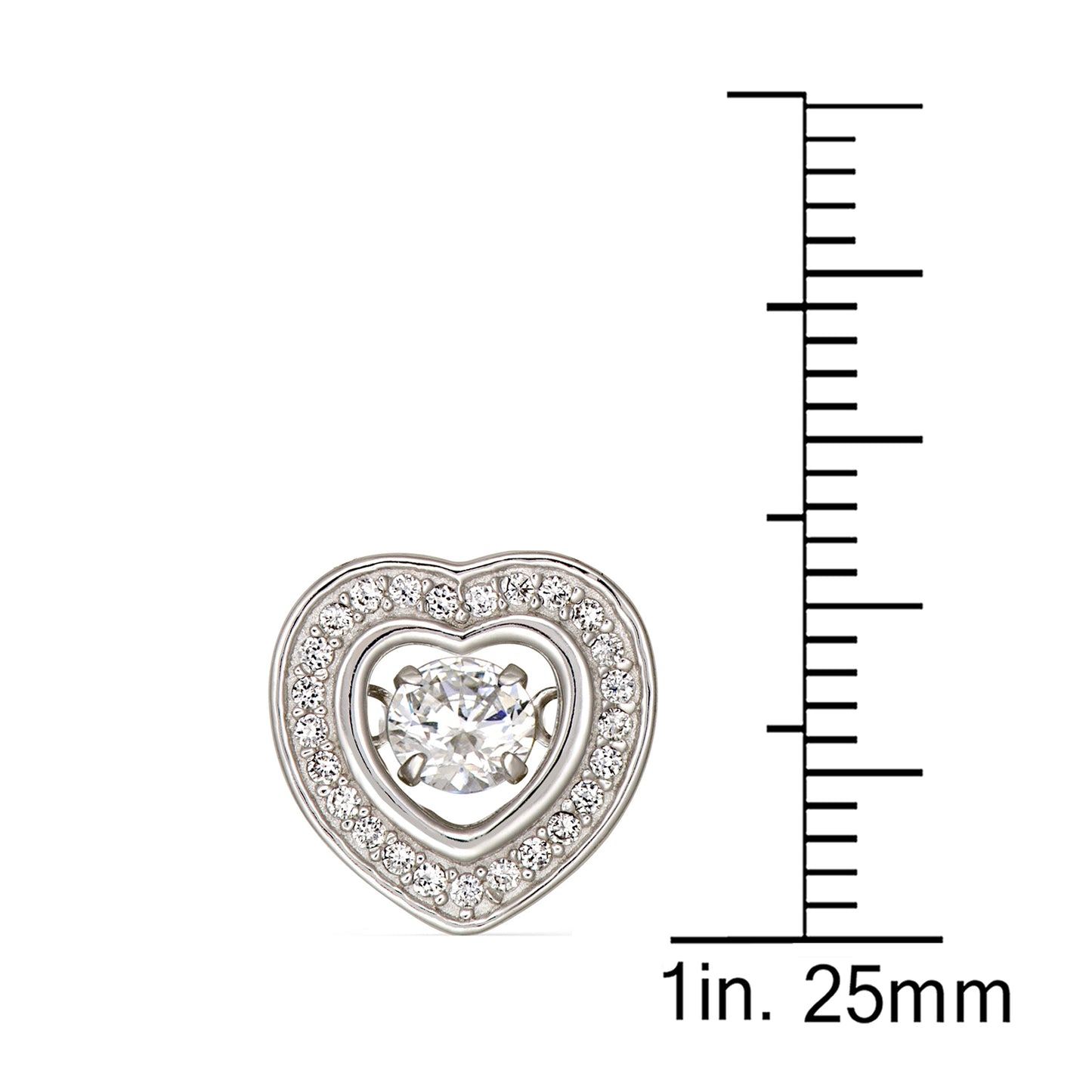 STERLING SILVER EARRINGS HEART STUD CZ