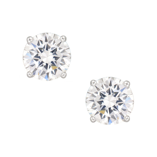 STERLING SILVER  EARRING WHITE CZ 7MM