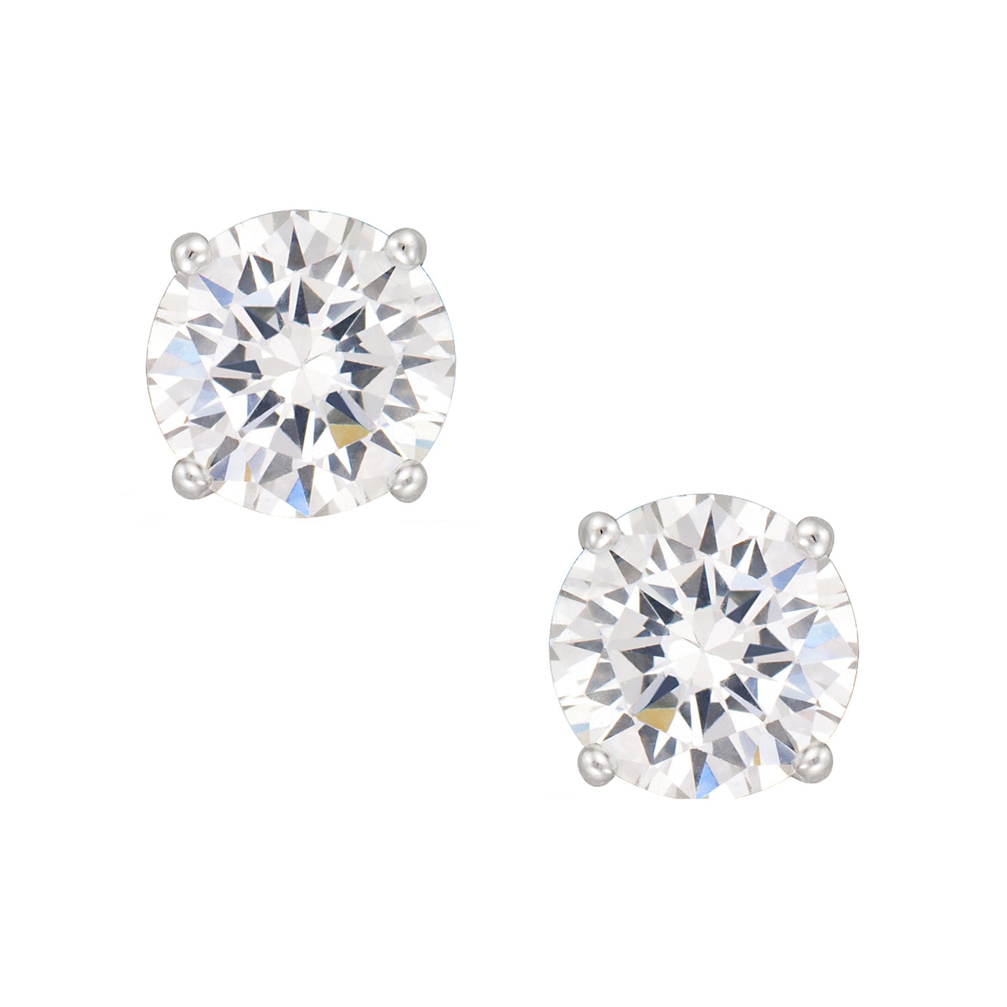 STERLING SILVER EARRING WHITE CZ 5MM ROUND