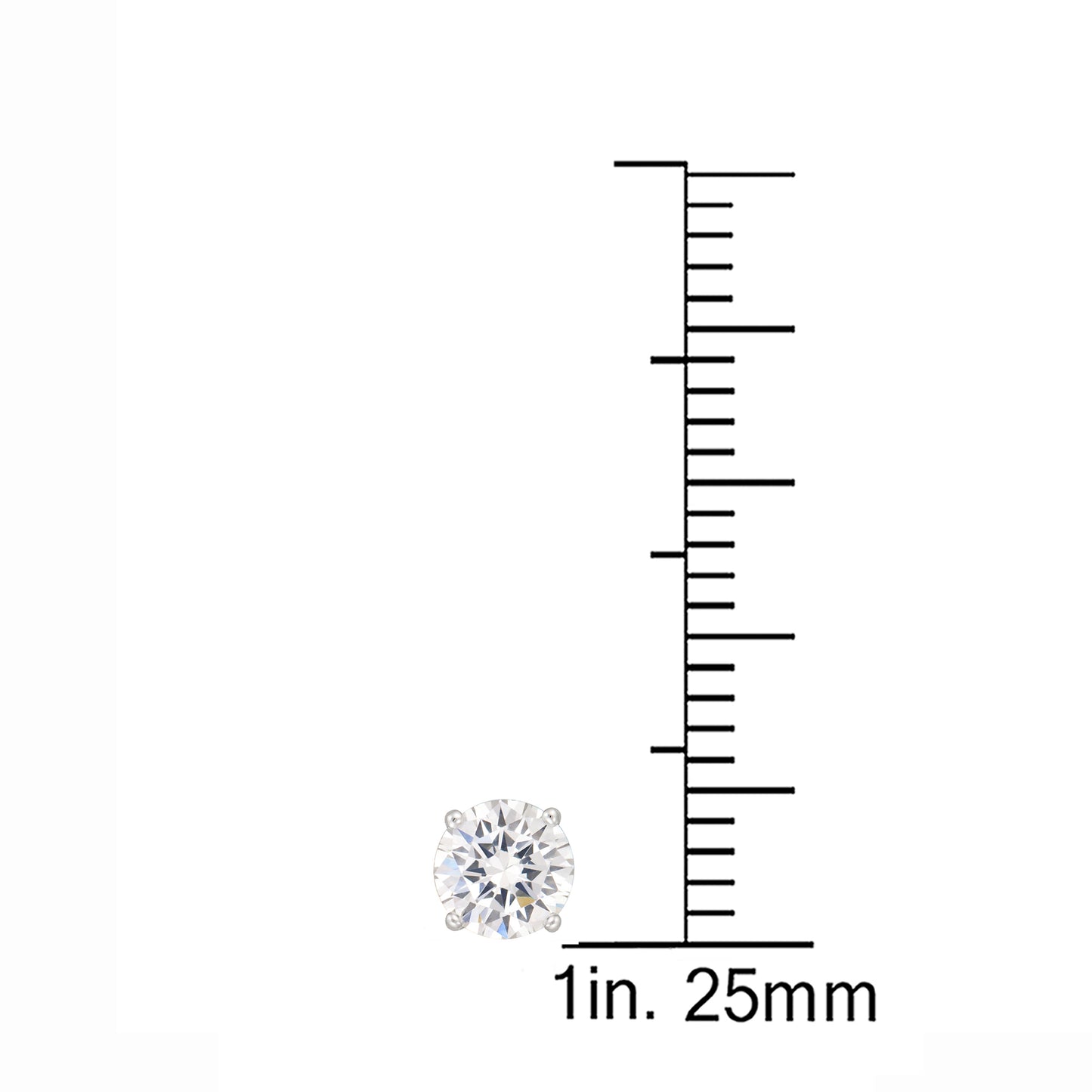 STERLING SILVER EARRING WHITE CZ 5MM ROUND