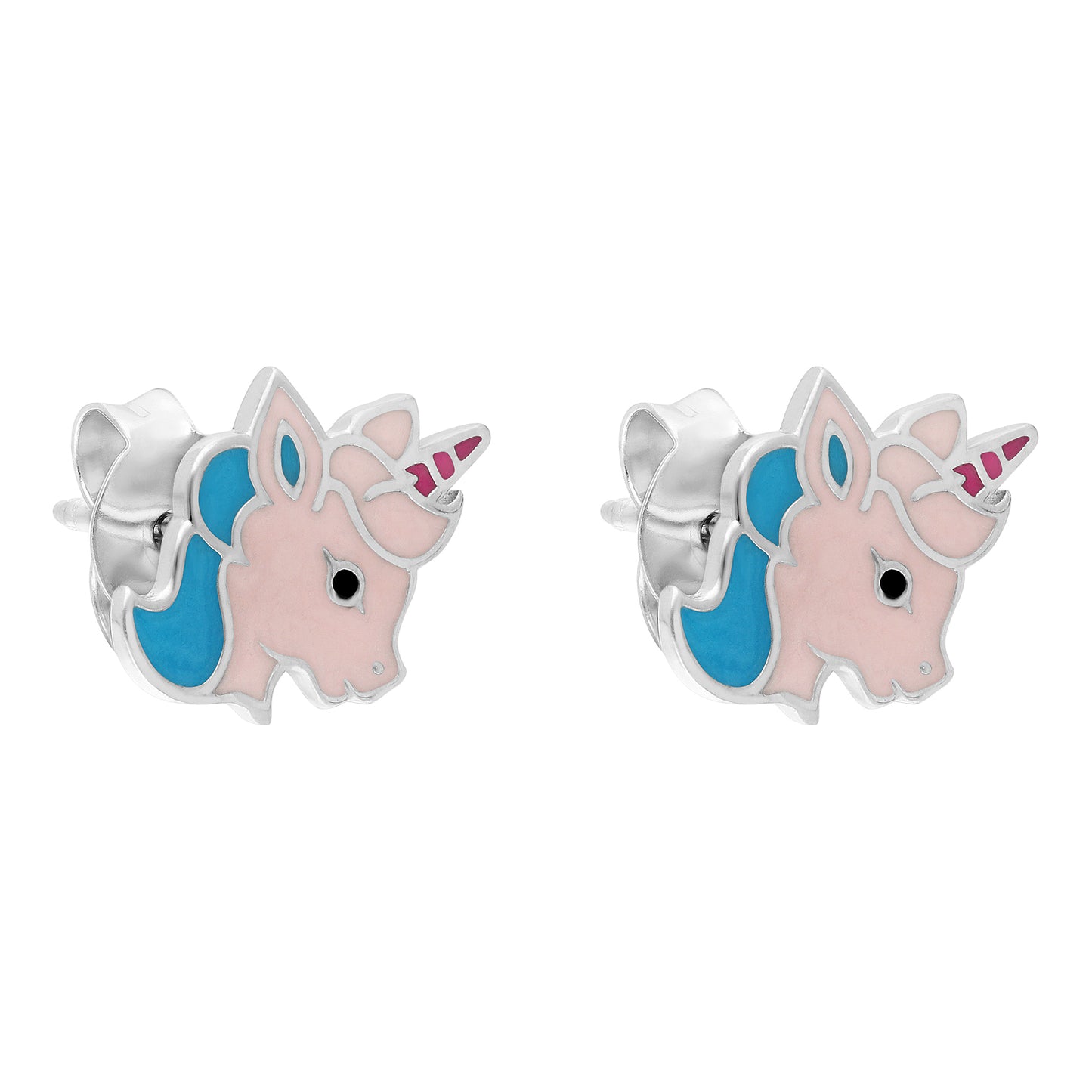 STERLING SILVER ENAMELLED UNICORN STUD