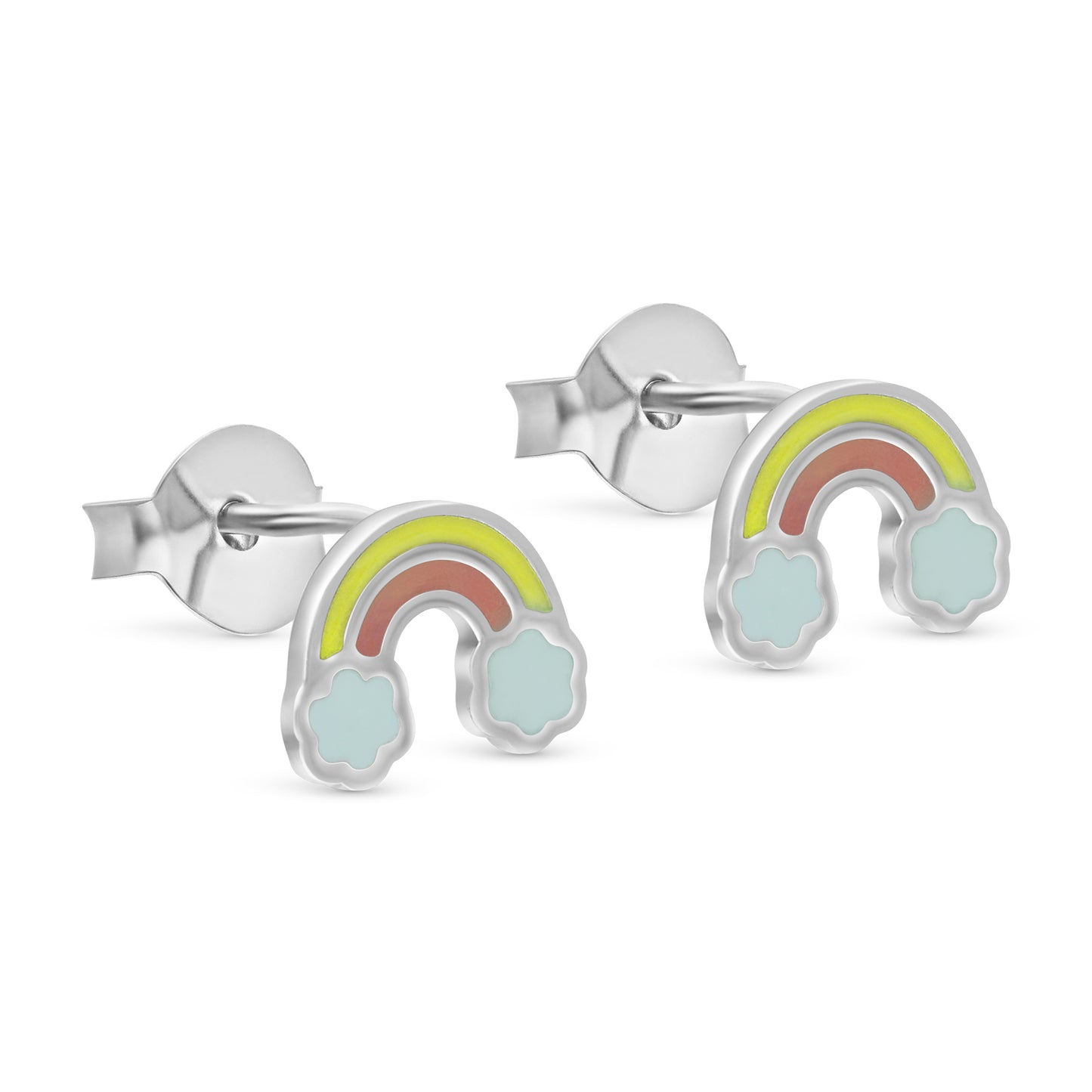 STERLING SILVER ENAMELLED RAINBOW STUD