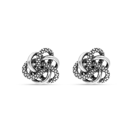 STERLING SILVER ANTIQUE FINISH LOVE KNOT STUD