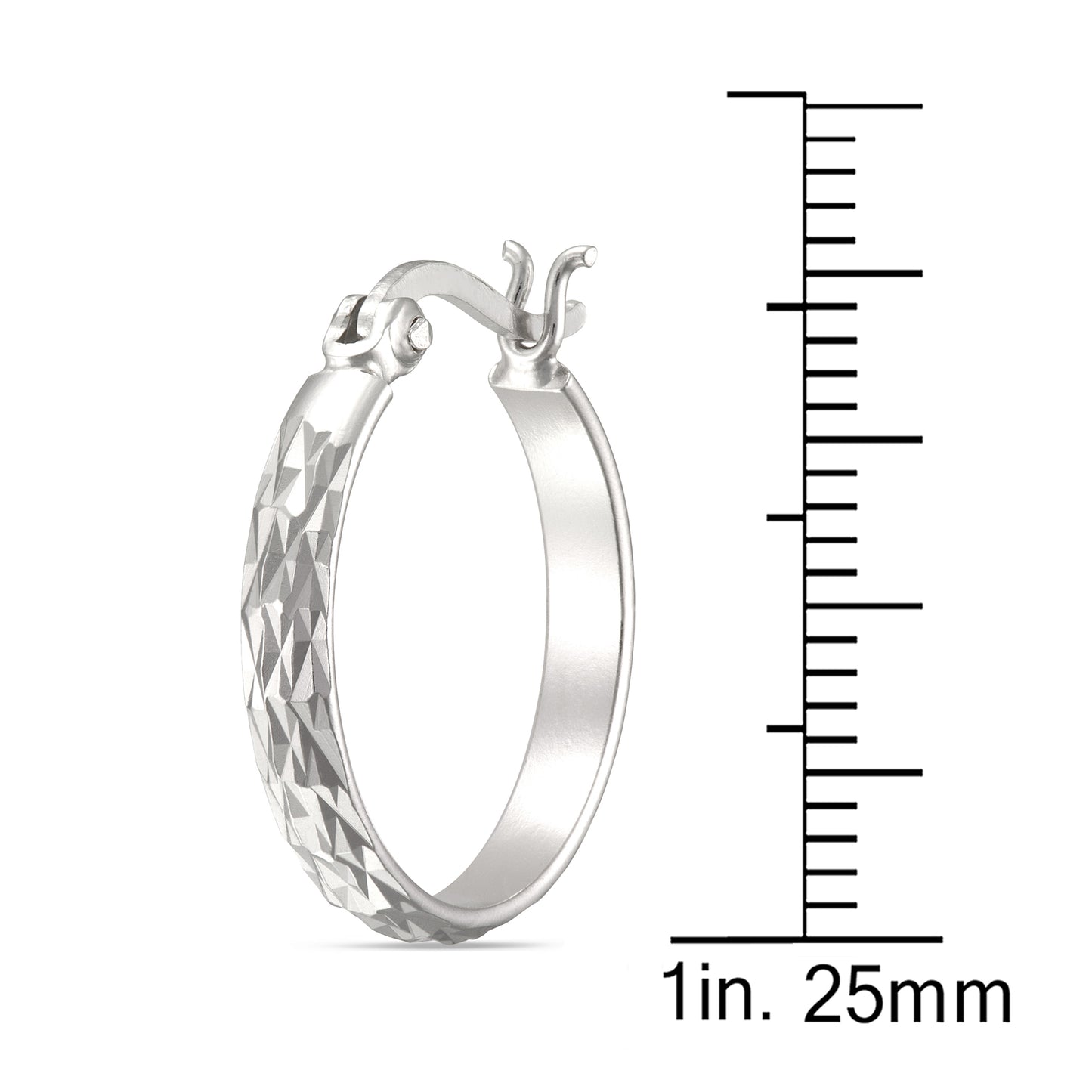 STERLING SILVER DIAMOND CUT 3MMX20MM ROUND HOOP