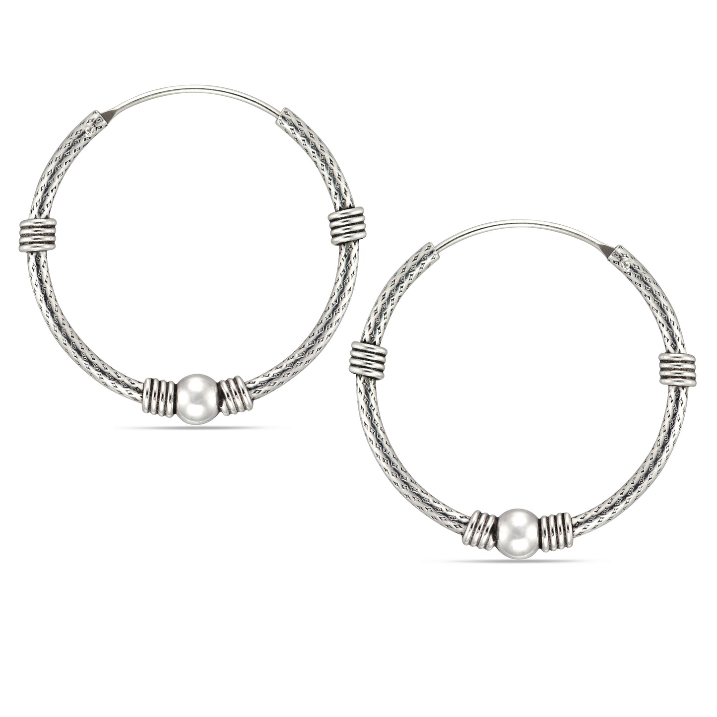 STERLING SILVER 30MM BALI HOOP