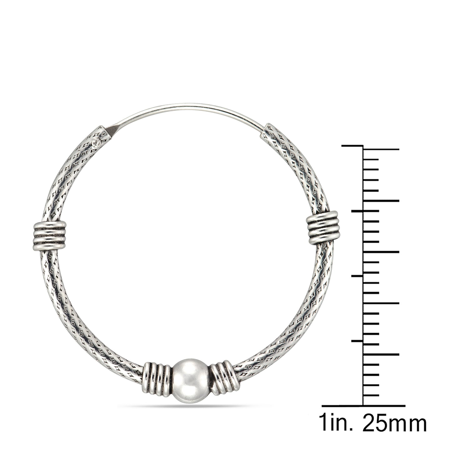 STERLING SILVER 30MM BALI HOOP