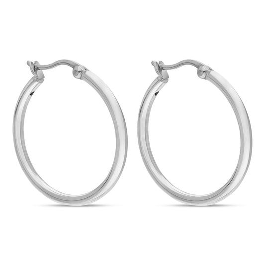 STERLING SILVER 2X24MM HOOP RHODIUM PLATED