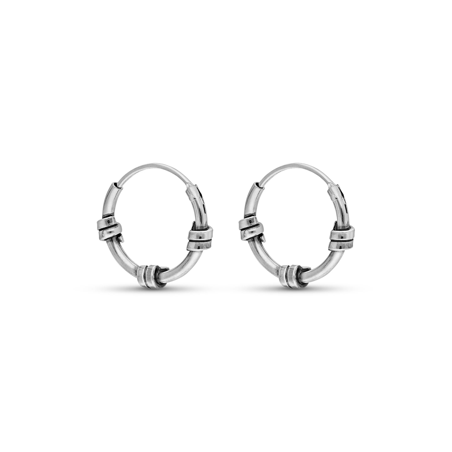 STERLING SILVER 12MM BALI HOOP