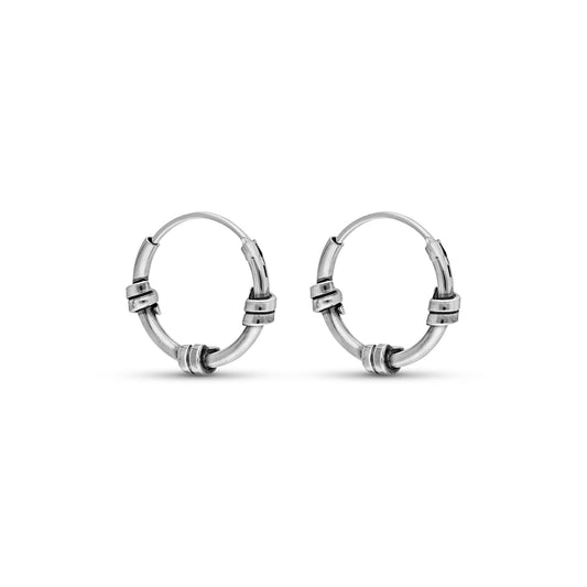 STERLING SILVER 12MM BALI HOOP