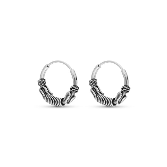 STERLING SILVER 12MM BALI HOOP