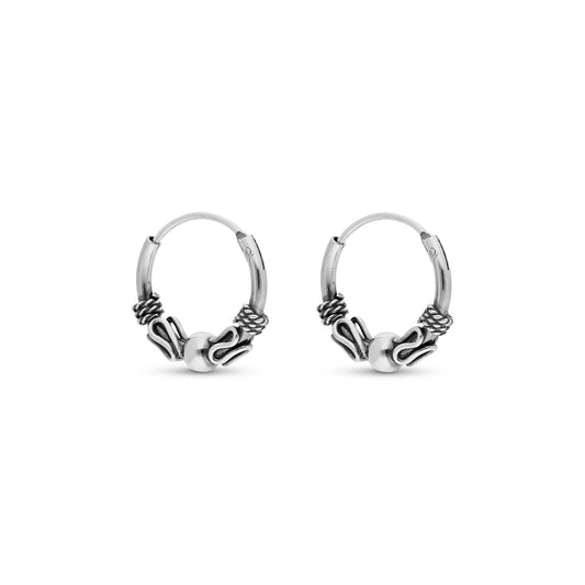 STERLING SILVER 12MM BALI HOOP