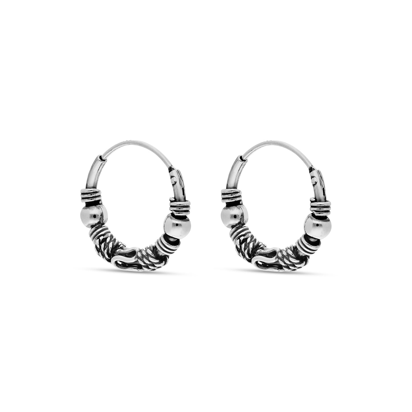 STERLING SILVER 15MM BALI HOOP