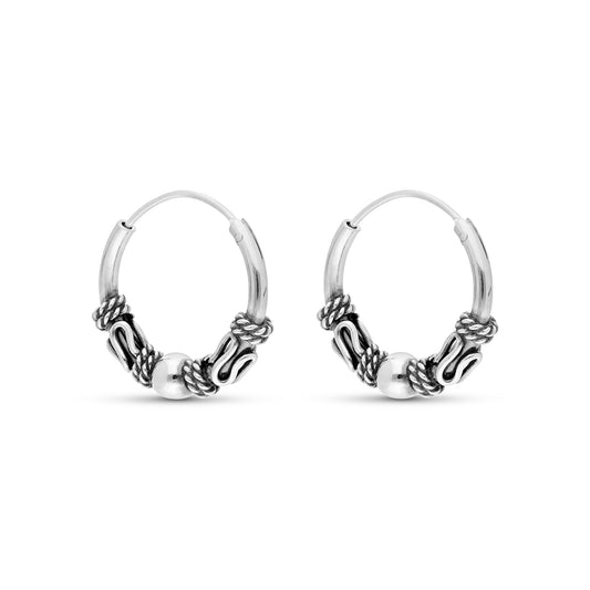 STERLING SILVER 18MM BALI HOOP