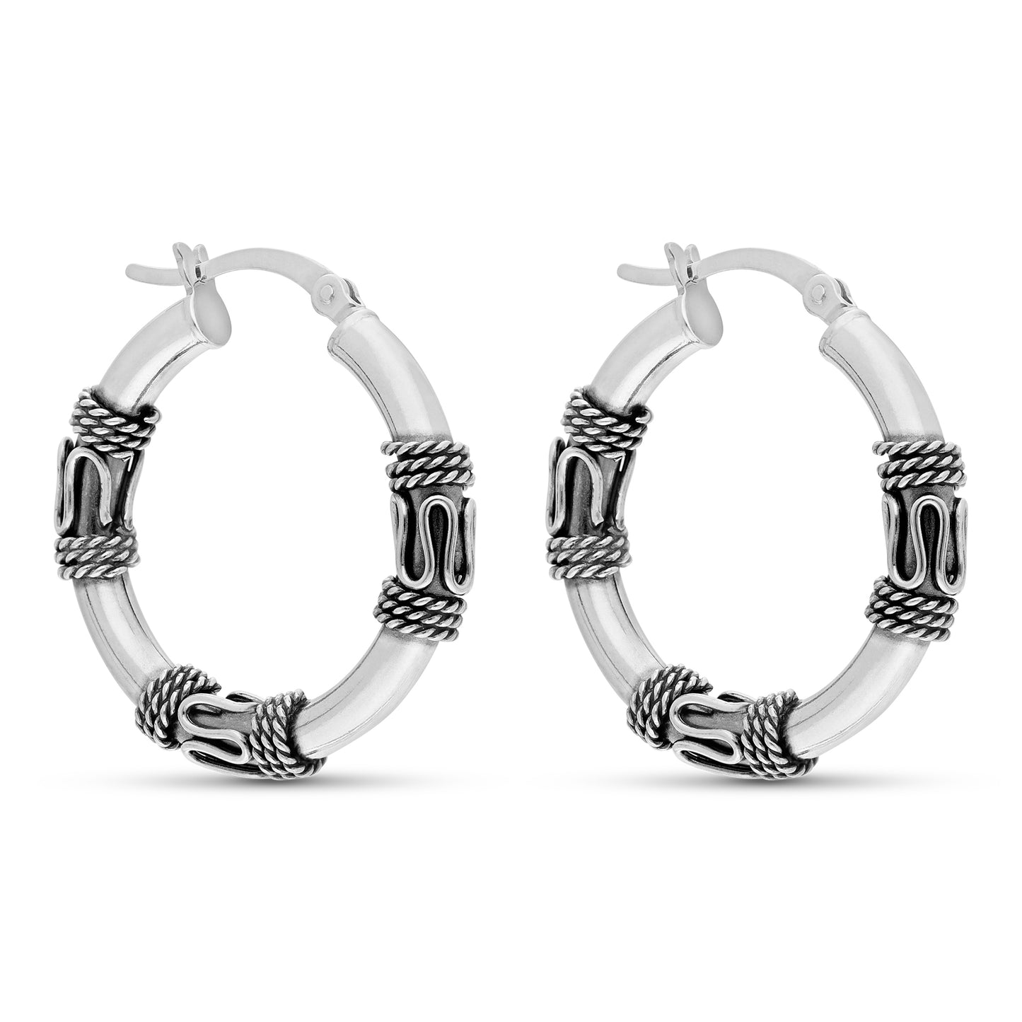 STERLING SILVER 30MM BALI HOOP