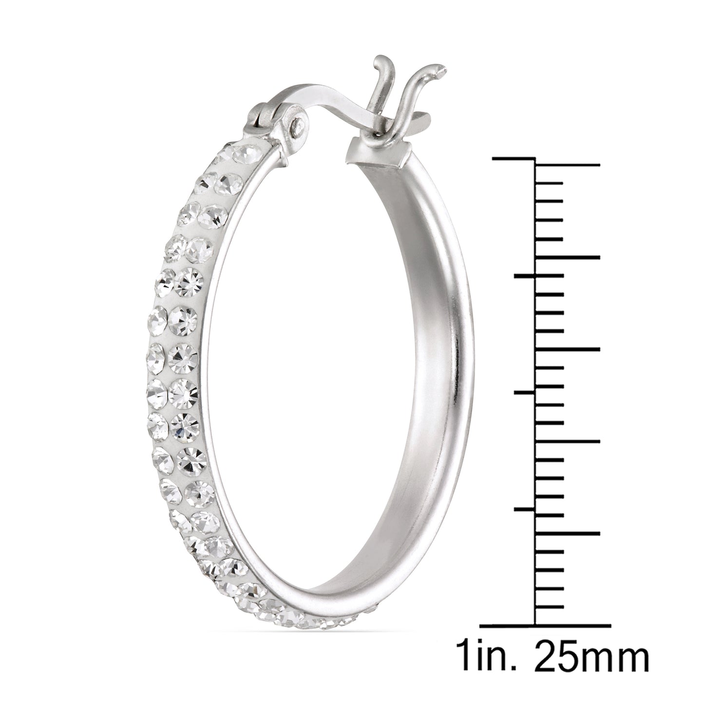 STERLING SILVER CLEAR CRYSTAL WHITE HOOP