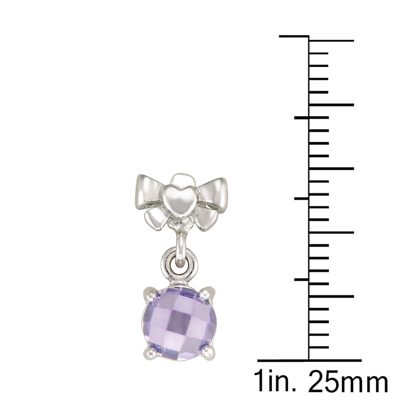 STERLING SILVER SOFT LILAC FACETTED CUBIC WITH BOW TOP DROP EARRINGS