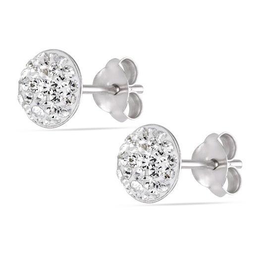 STERLING SILVER 6MM DOMED CLEAR CRYSTAL STUD