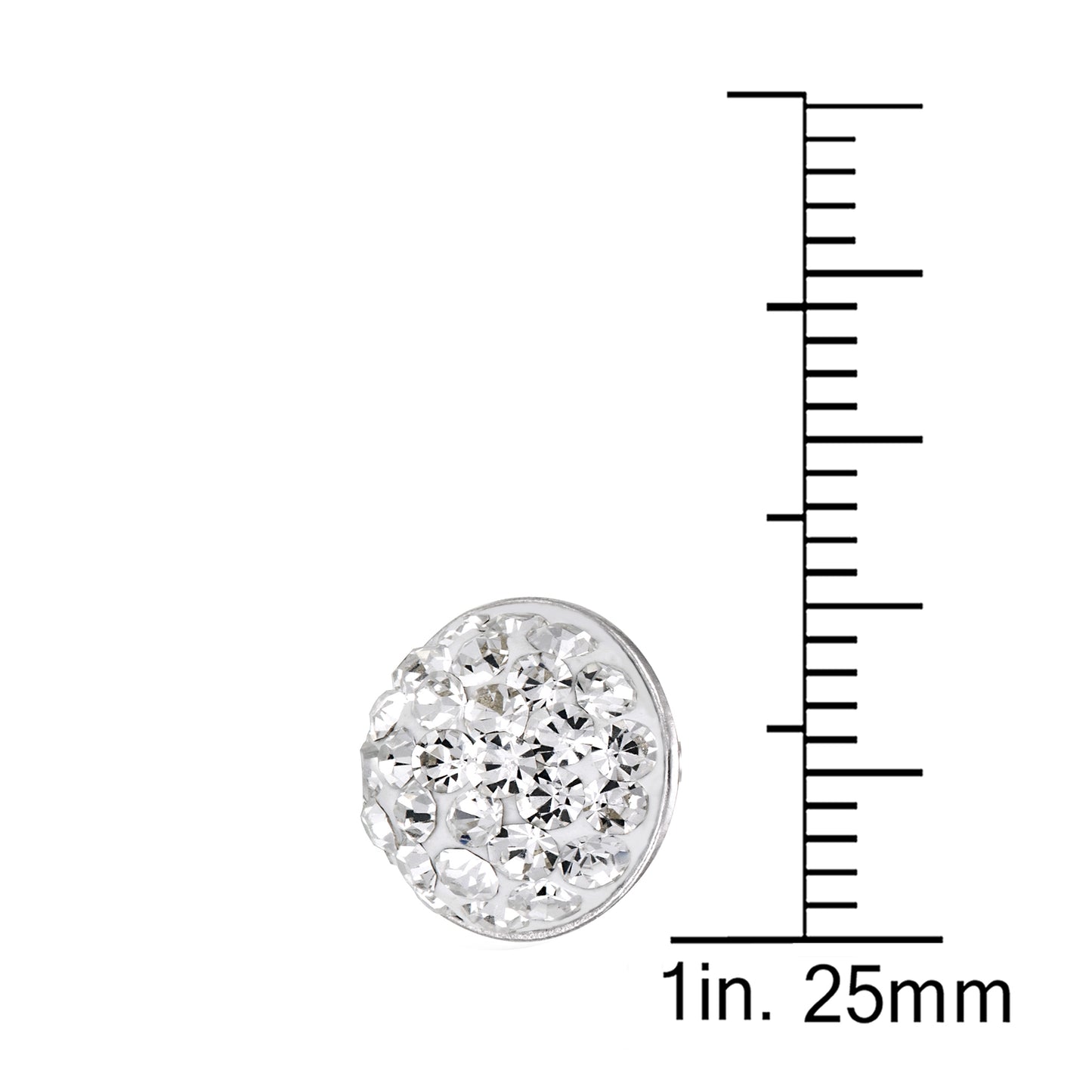 STERLING SILVER 6MM DOMED CLEAR CRYSTAL STUD