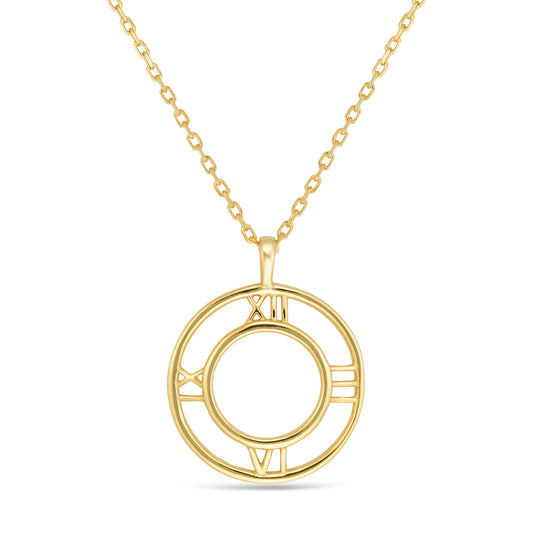 STERLING SILVER  GOLD PLATED " ROMAN NUMERAL" NECKLACE