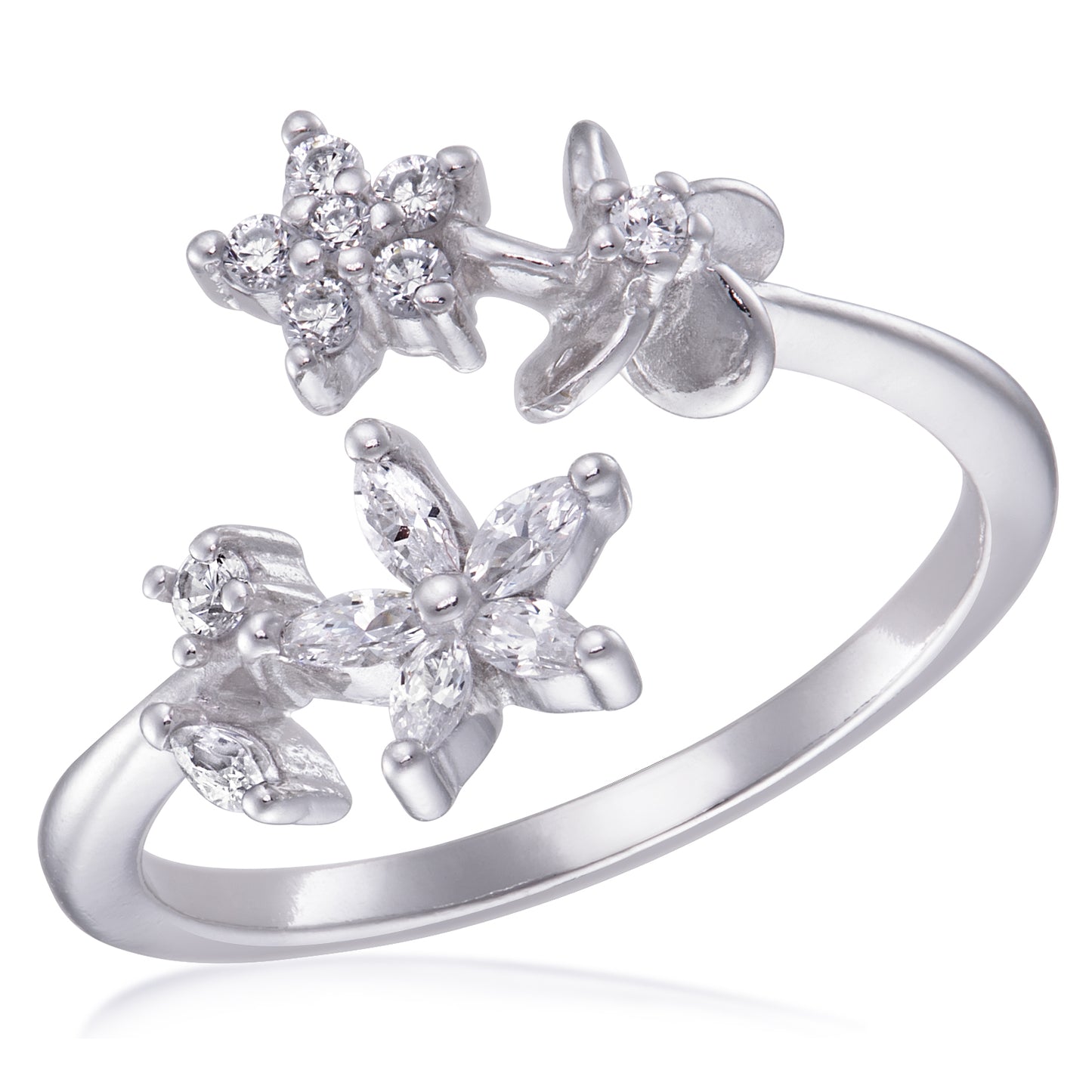 STERLING SILVER  WHITE FLOWER CZ RING