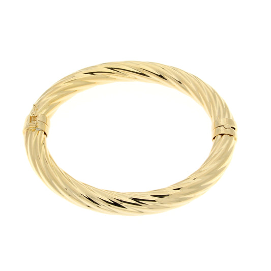 7.25" Yellow Gold Twisted Oval Bangle