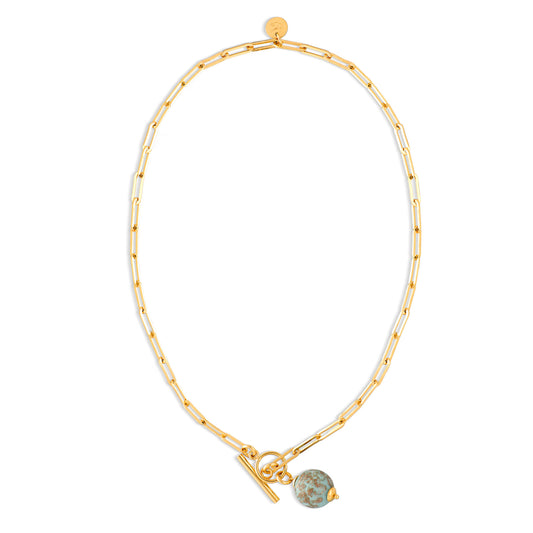 Yellow Gold Murano Bead Toggle Necklace