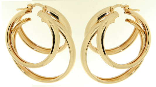 Yellow Gold Triple Hoop Earrings