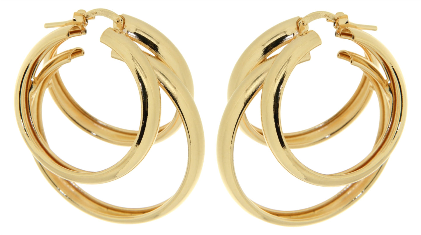 Yellow Gold Triple Hoop Earrings