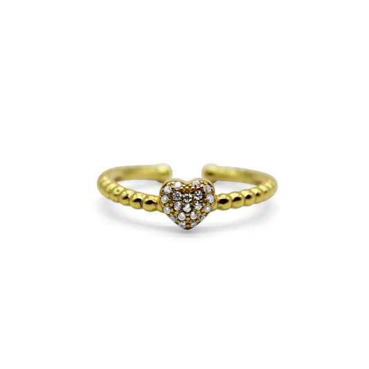 Pave Heart Droplet Ring