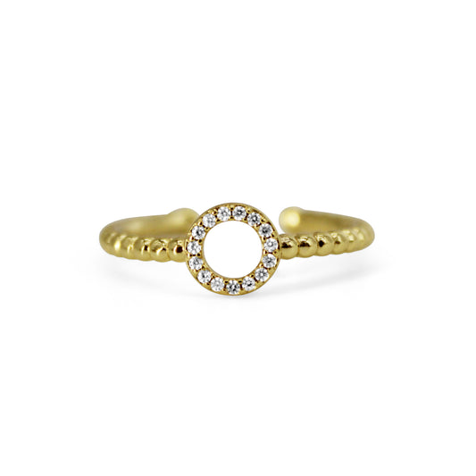 Pave Open Circle Droplet Ring