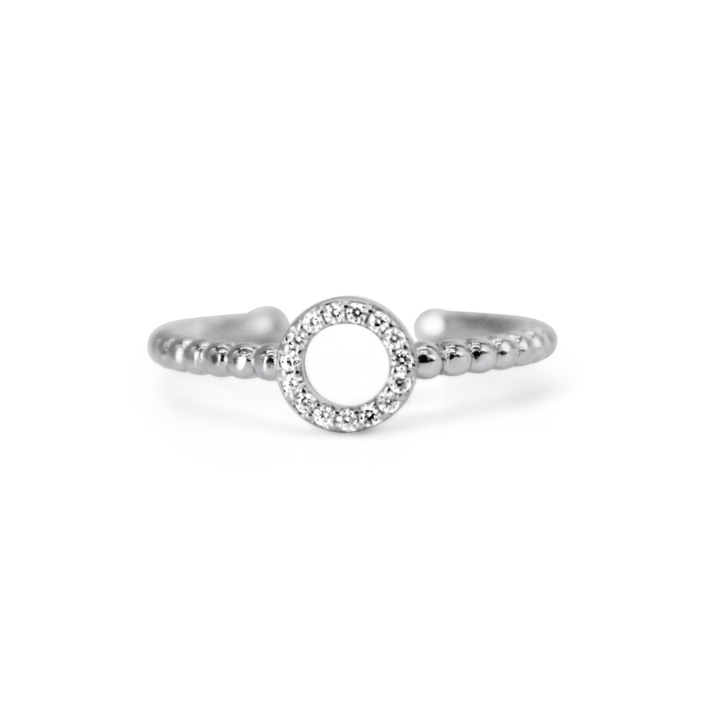 Pave Open Circle Droplet Ring